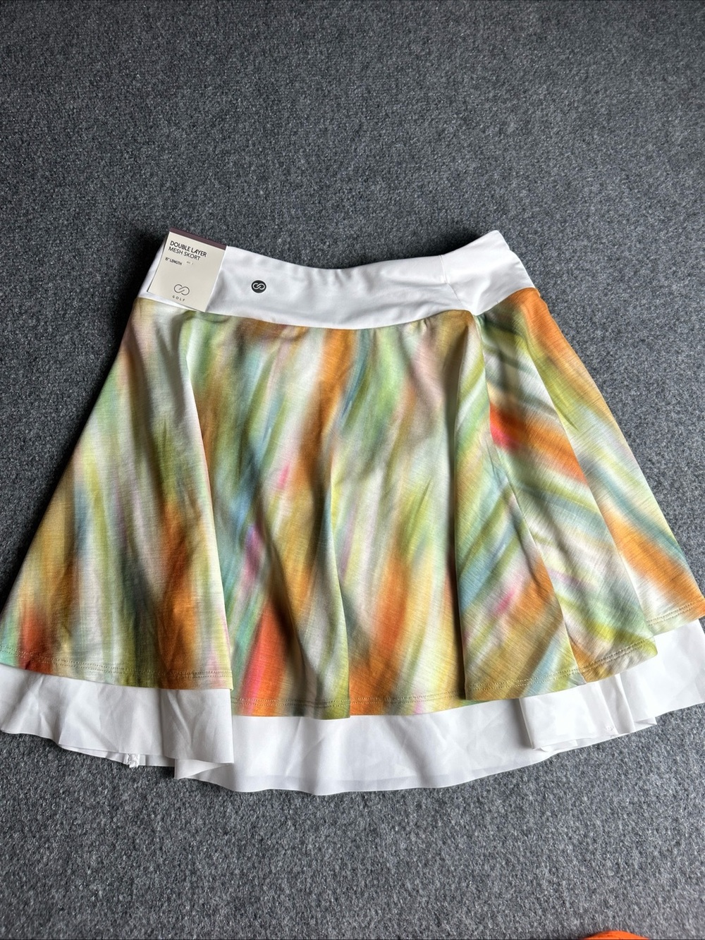 CALIA by Carrie Underwood White Waist Multicolor Tie-Dye mesh skort new XS